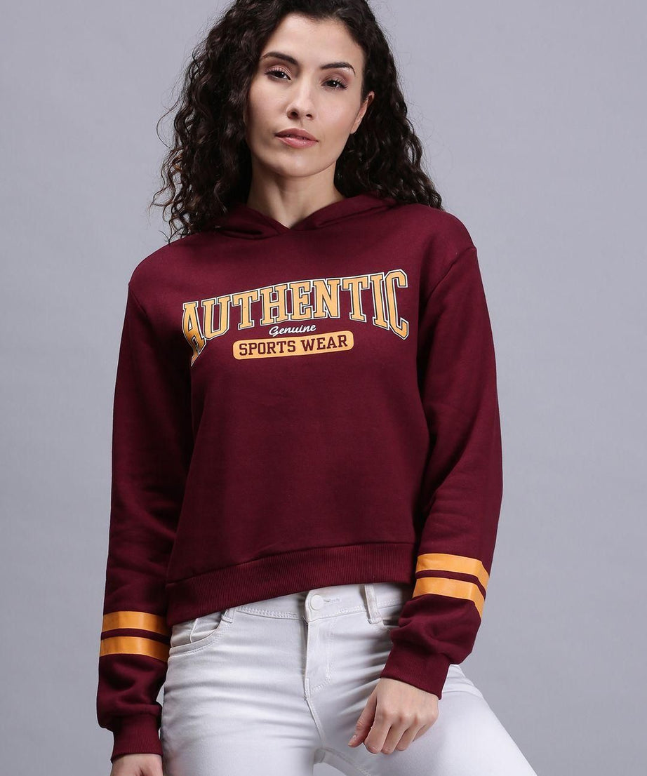 Urgera Women's Fleece Typography Sweatshirts with Hoodie