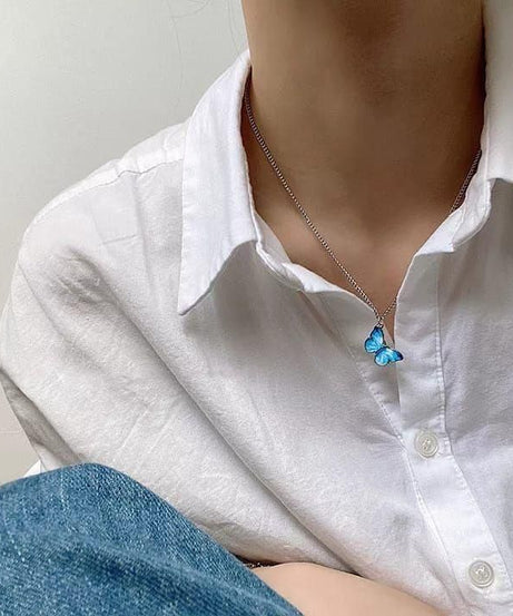 AVR JEWELS Pretty Blue butterfly Neck pendant for women and girls