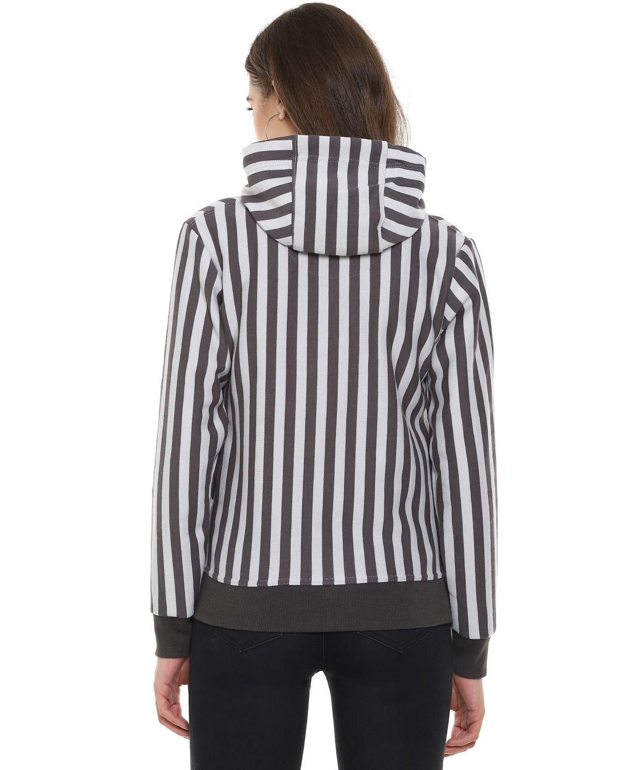 Campus Sutra Women's Striped Stylish Hooded Sweatshirts