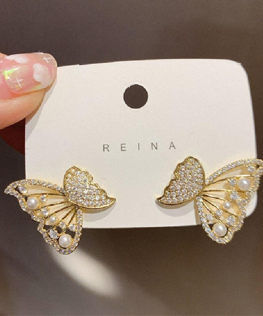 AVR JEWELS Korean Pearl and Cubic Zirconia Stud Earrings For Women and Girls