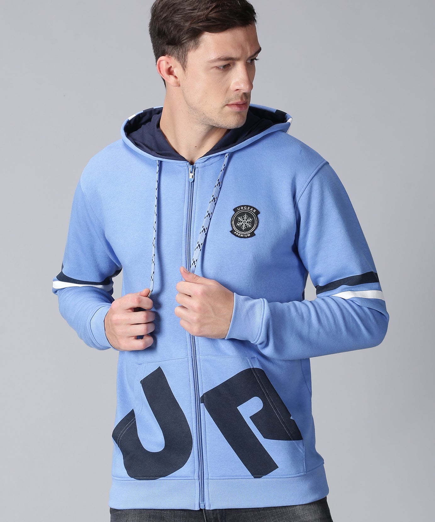 Fleece Color Block Full Sleeves Men's Hoodie