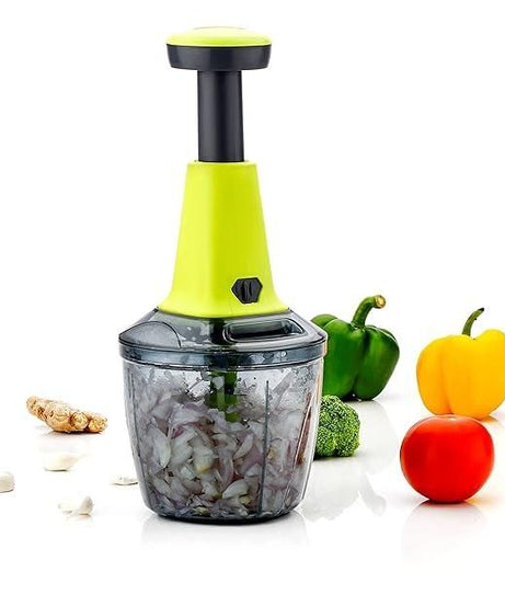 Food Chopper , Steel Large Manual Hand-Press Vegetable Chopper Mixer Cutter to Cut