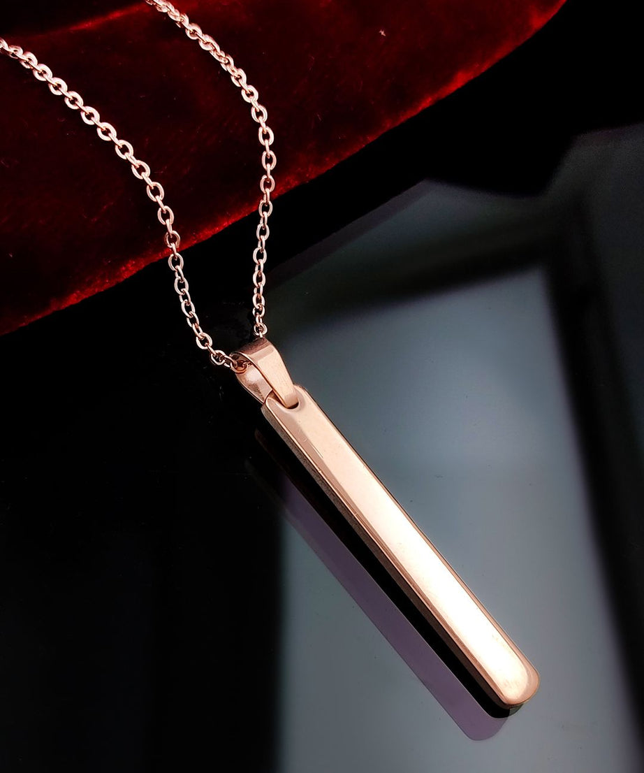 Rose gold Stainless Steel Bar Pendant adjustable Necklace chain