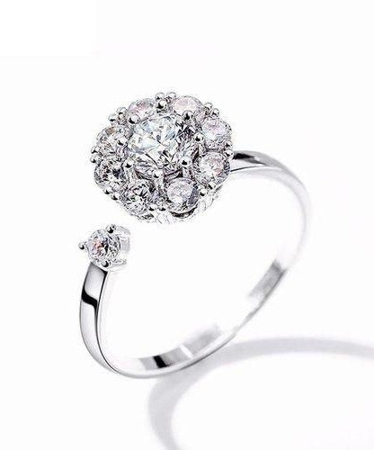 Anxiety Round micro inlaid universal rotating Finger Ring