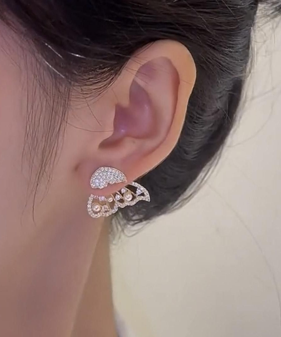 AVR JEWELS Korean Pearl and Cubic Zirconia Stud Earrings For Women and Girls