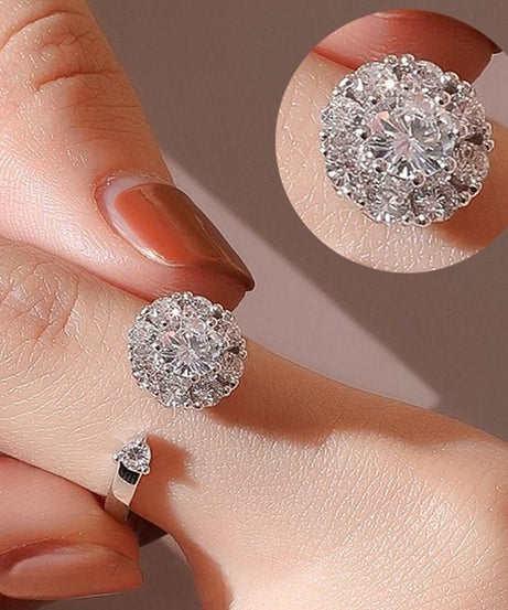 Anxiety Round micro inlaid universal rotating Finger Ring