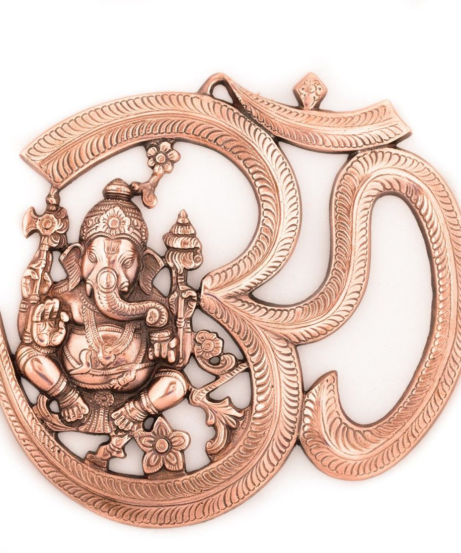 eCraftIndia Metal wall hanging of Lord Ganesha with Om