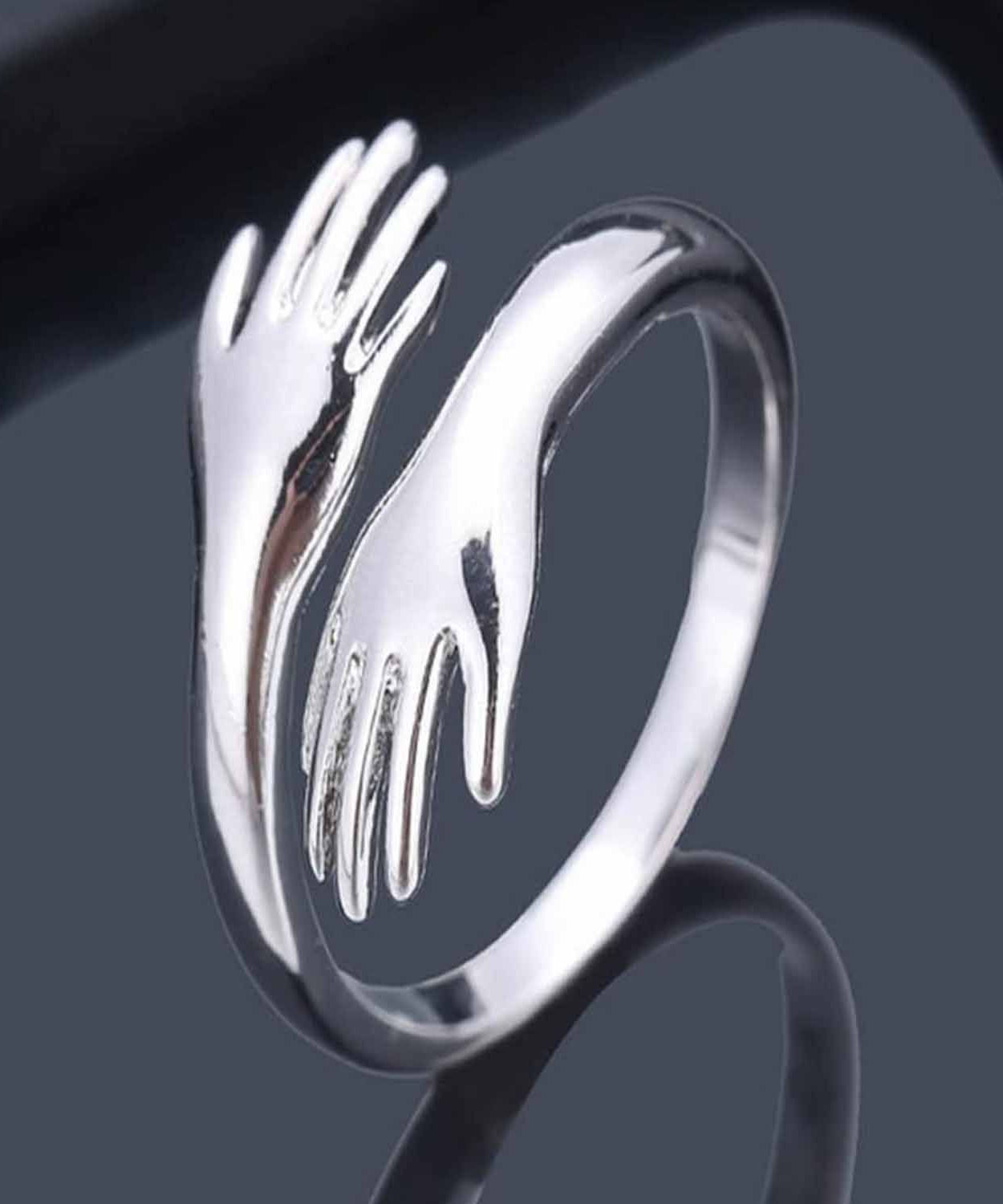 Hug Ring for men women boys girls Alloy Ring Silver Plated