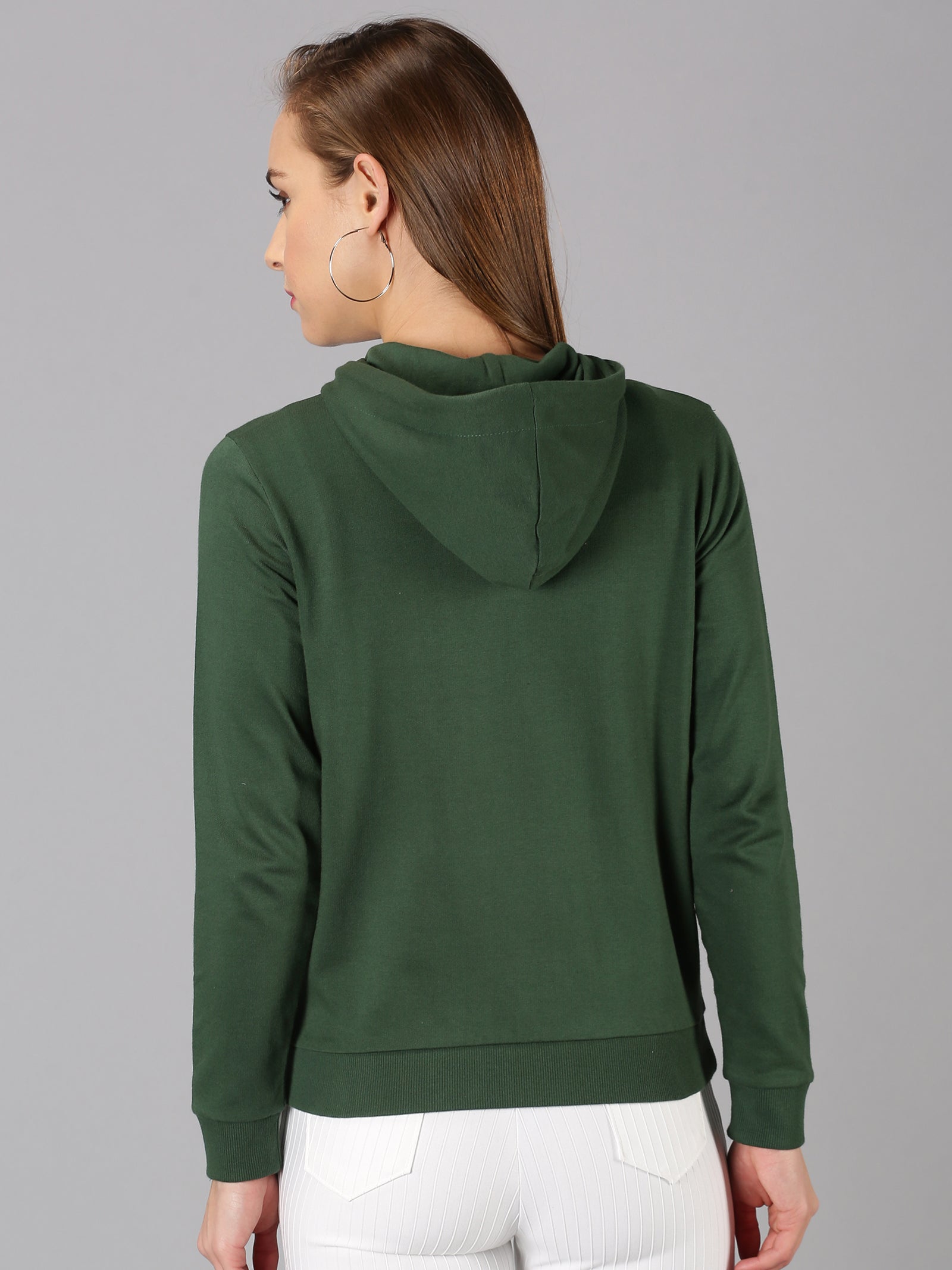 UrGear Women's Solid Front Open Hooded Neck Hoodies Sweatshirt