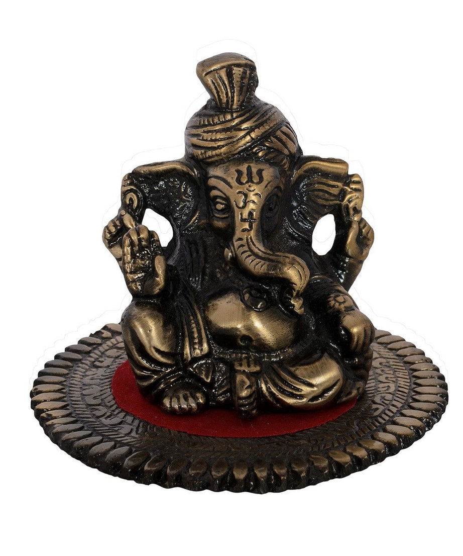 eCraftIndia Metal Phagdi Lord Ganesha on Round Base