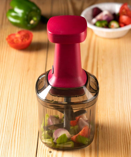 Food Chopper , Steel Large Manual Hand-Press Vegetable Chopper Mixer Cutter to Cut