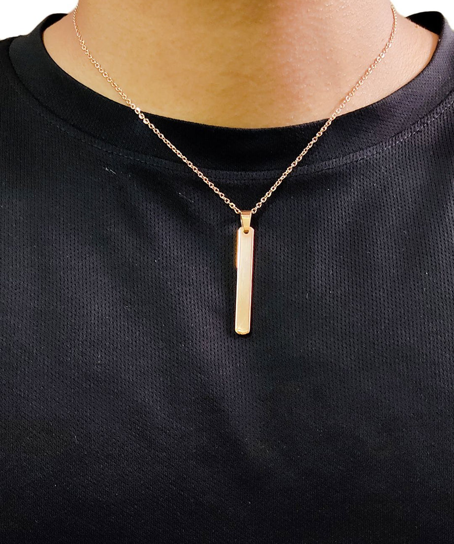 Rose gold Stainless Steel Bar Pendant adjustable Necklace chain