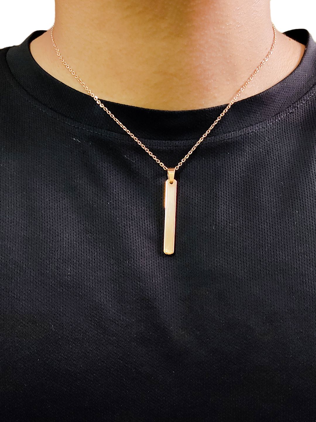 Rose gold Stainless Steel Bar Pendant adjustable Necklace chain