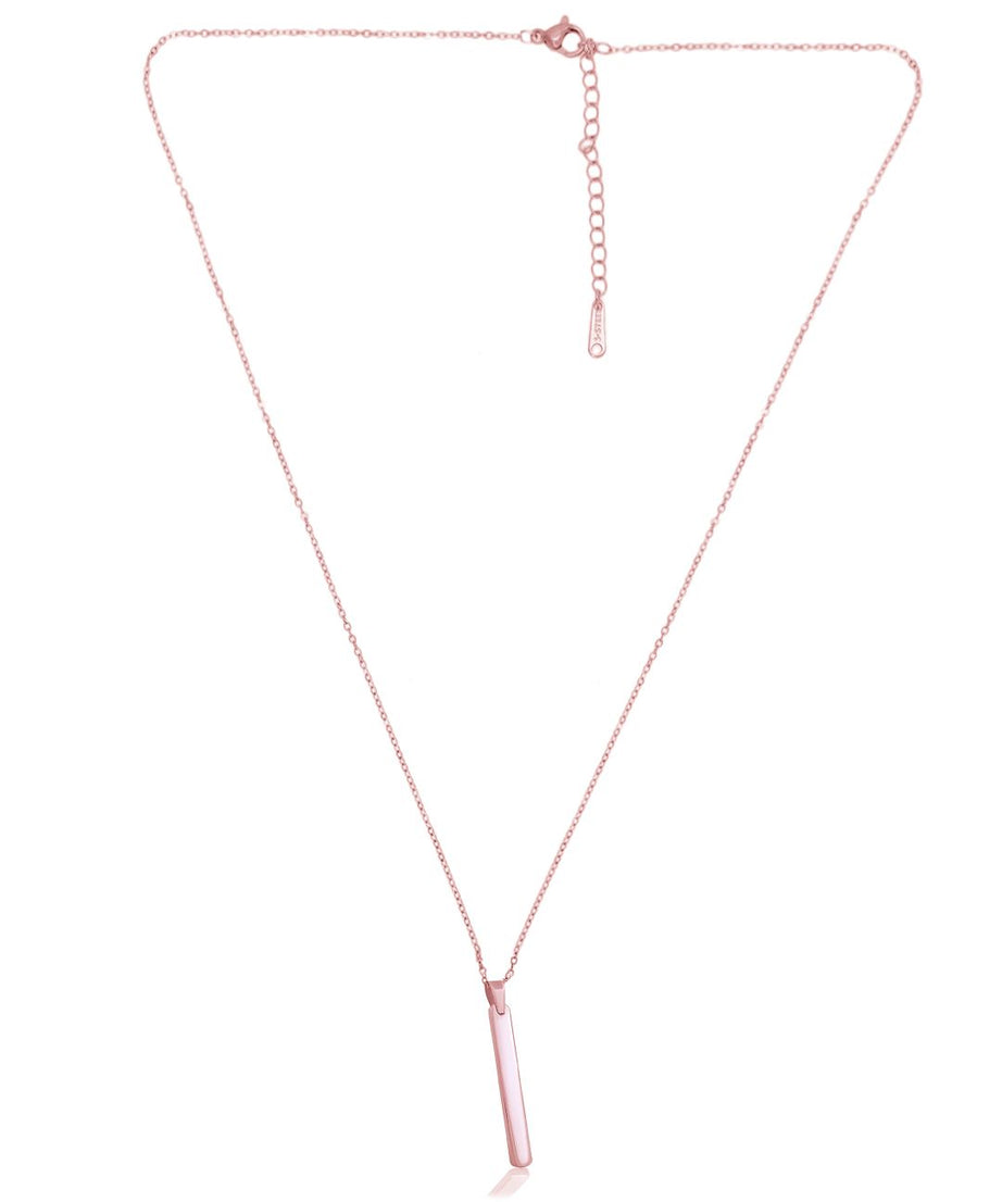 Rose gold Stainless Steel Bar Pendant adjustable Necklace chain