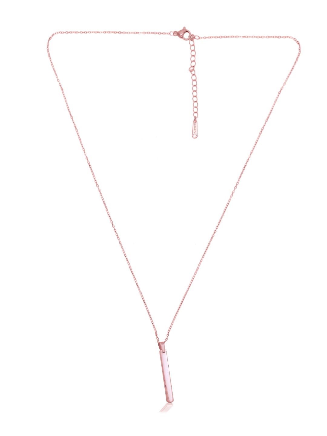 Rose gold Stainless Steel Bar Pendant adjustable Necklace chain