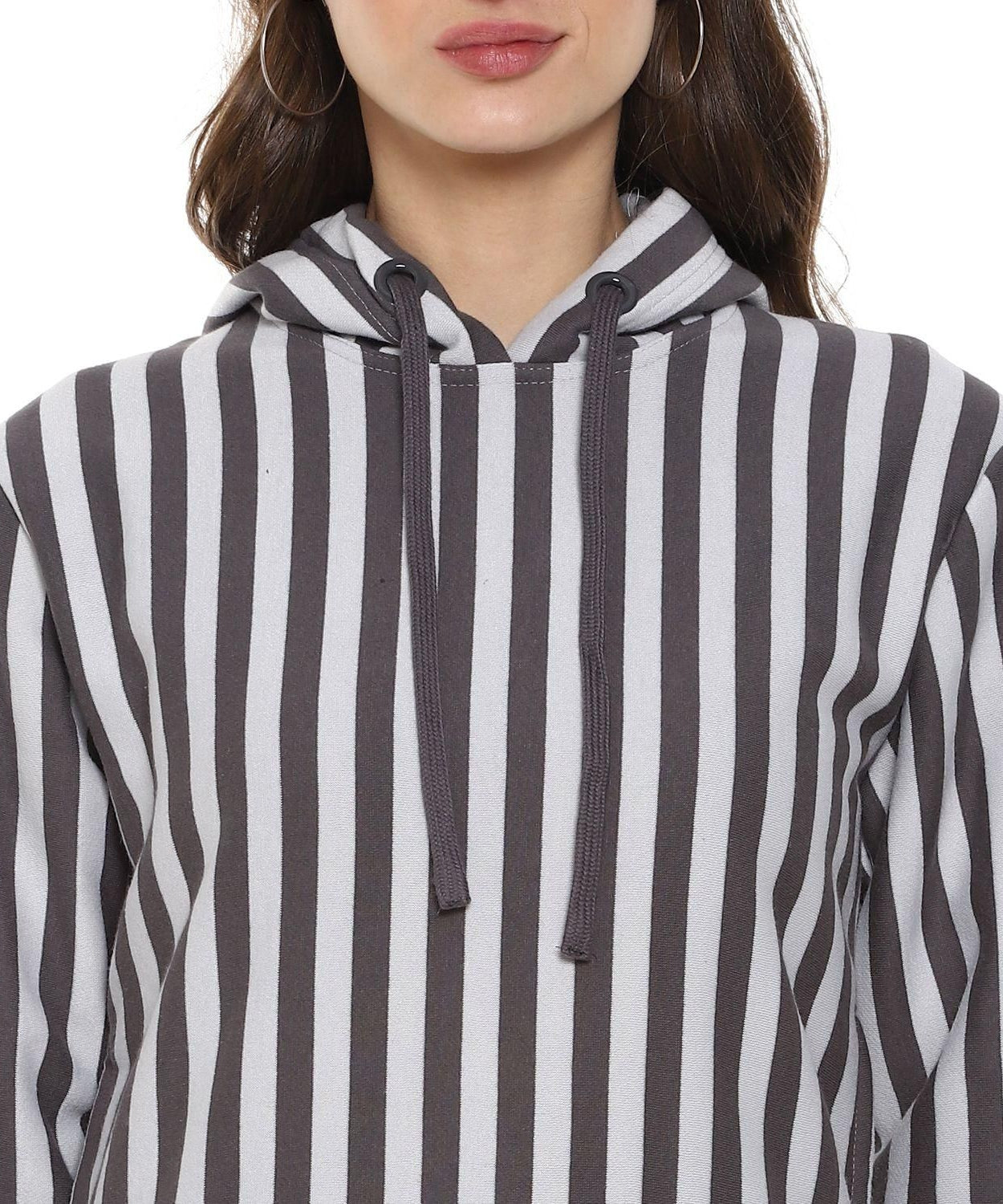 Campus Sutra Women's Striped Stylish Hooded Sweatshirts