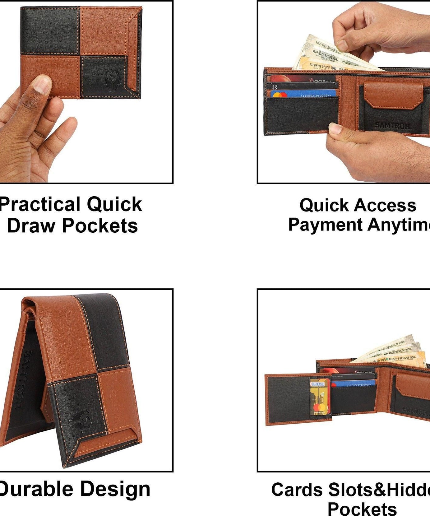 SAMTROH Men Travel, Casual, Trendy, Formal Brown, Black Artificial Leather Wallet (6 Card Slots)