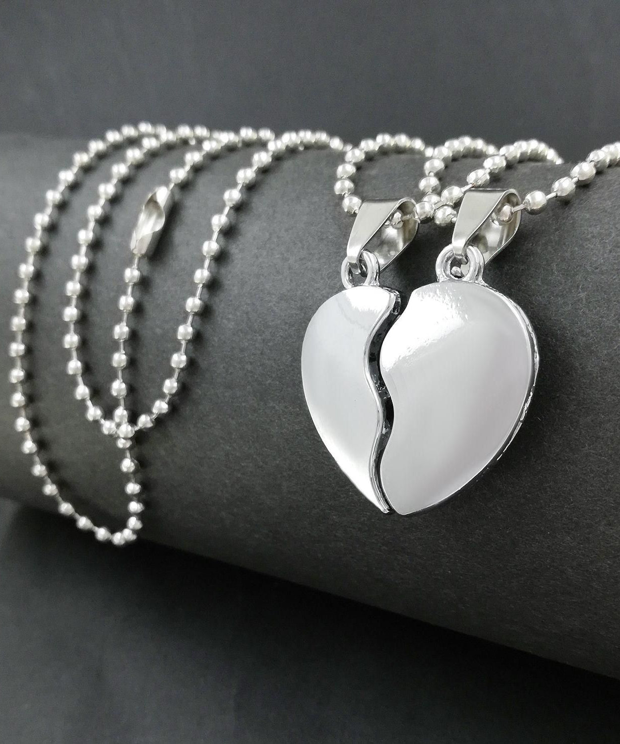 Couple Silver Plated Pendants Set