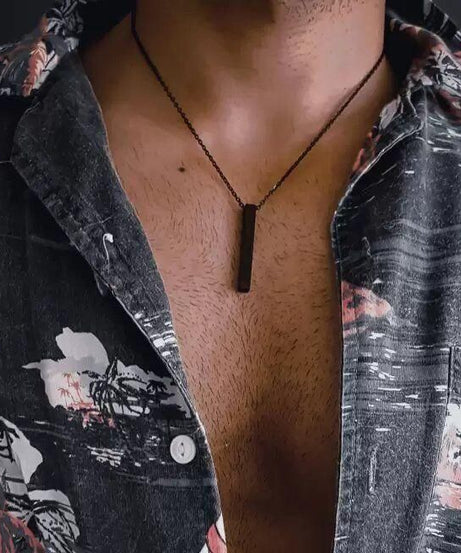 Saizen black vertical bar pendant with ring for boys and mens