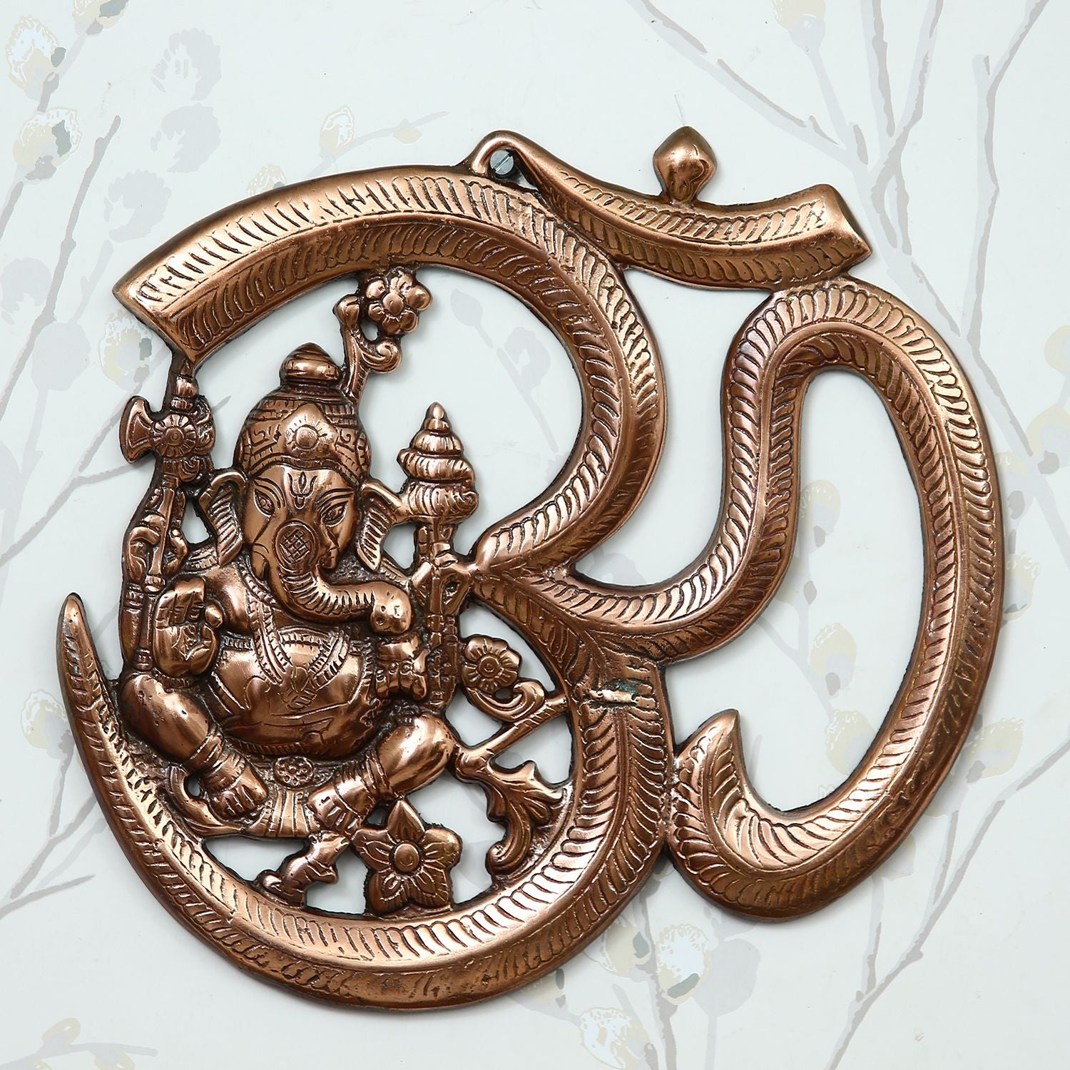 eCraftIndia Metal wall hanging of Lord Ganesha with Om