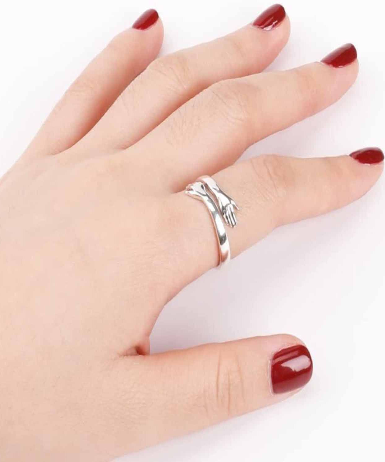 Hug Ring for men women boys girls Alloy Ring Silver Plated