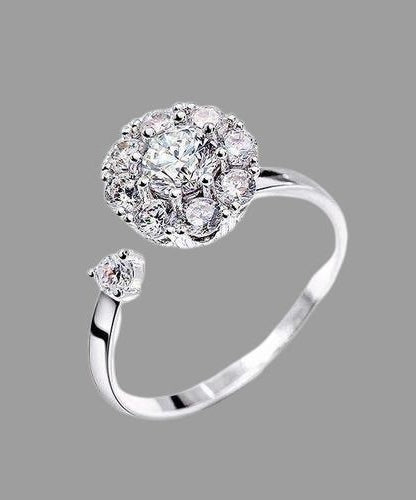 Anxiety Round micro inlaid universal rotating Finger Ring