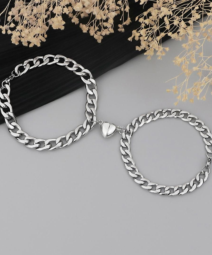 AVR JEWELS Heart Couple Bracelet For Women and Men