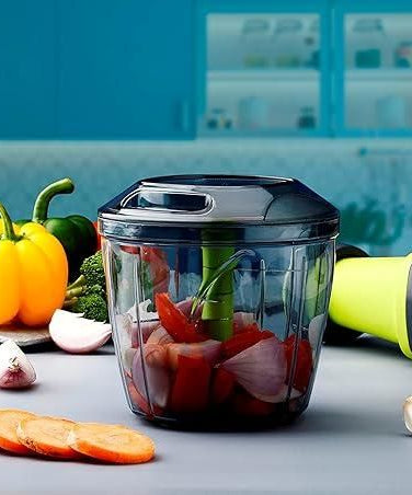 Food Chopper , Steel Large Manual Hand-Press Vegetable Chopper Mixer Cutter to Cut