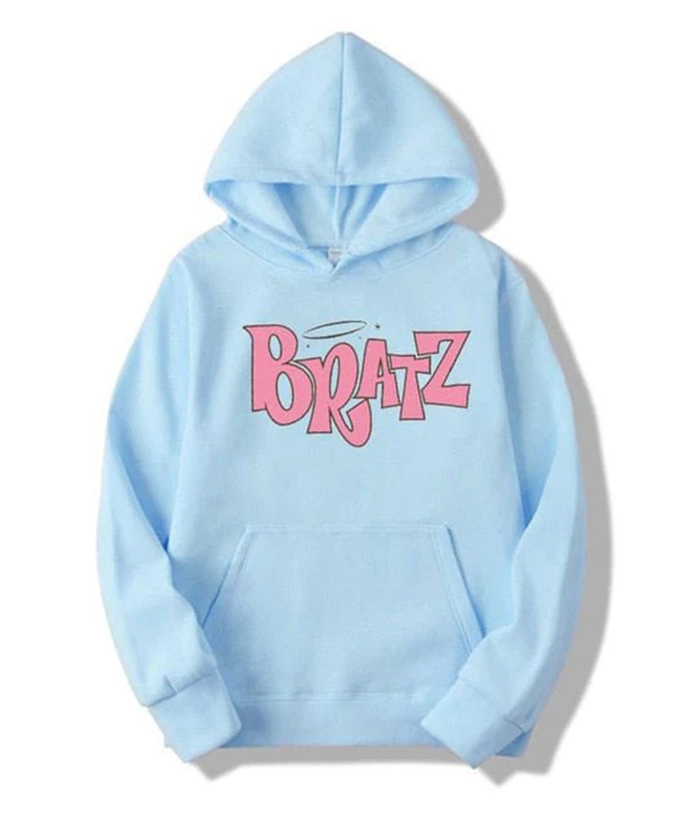 Popster Sky Blue Printed Fleece Hoody Regular Fit Long Sleeve Womens Sweatshirt