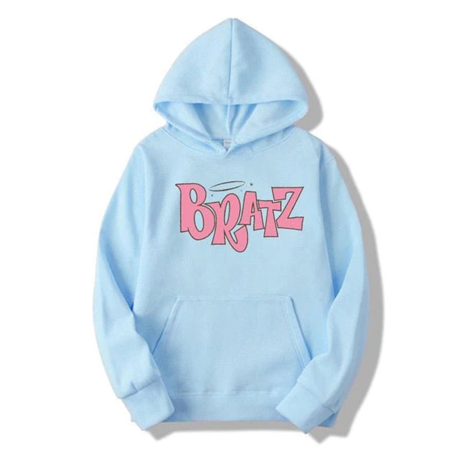 Popster Sky Blue Printed Fleece Hoody Regular Fit Long Sleeve Womens Sweatshirt