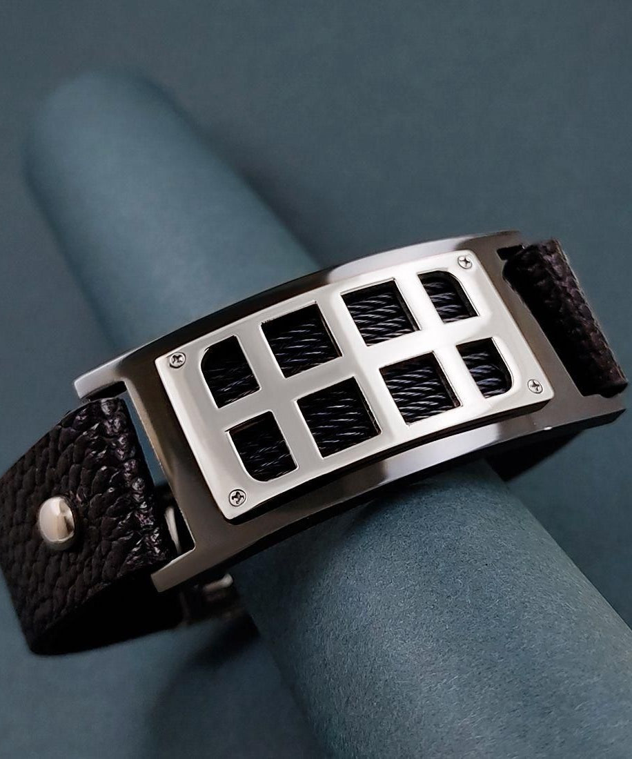 Men's Stainless Steel Leather Bracelet