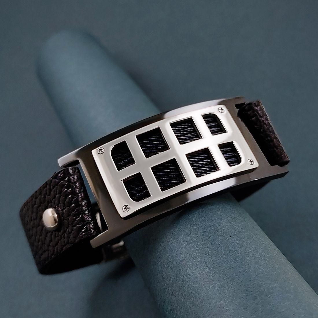 Men's Stainless Steel Leather Bracelet