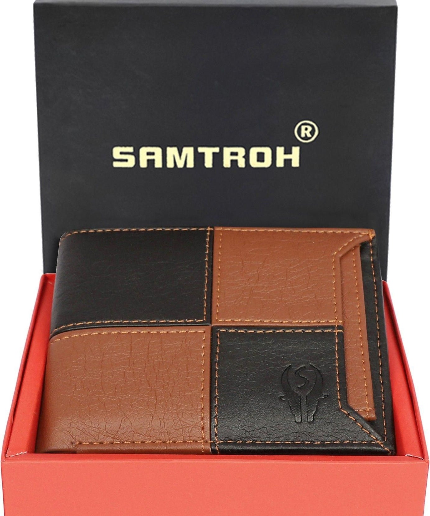 SAMTROH Men Travel, Casual, Trendy, Formal Brown, Black Artificial Leather Wallet (6 Card Slots)