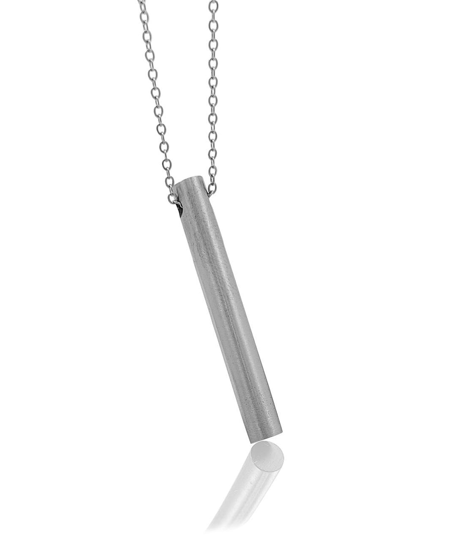 Silver Stainless Steel Round Bar Pendant adjustable Necklace chain