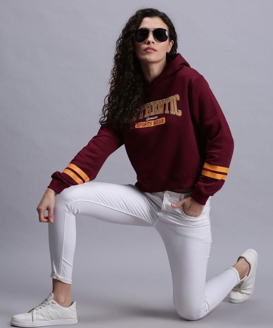 Urgera Women's Fleece Typography Sweatshirts with Hoodie